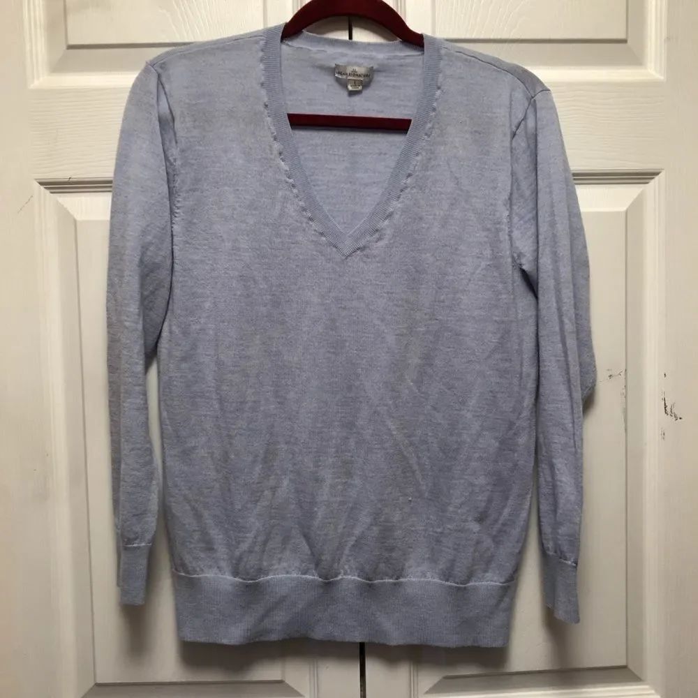 L.L. Bean Signature Light Blue V-Neck Sweater Size L